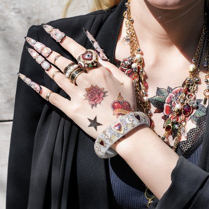 Sacred heart celestial bracelet - smoky white