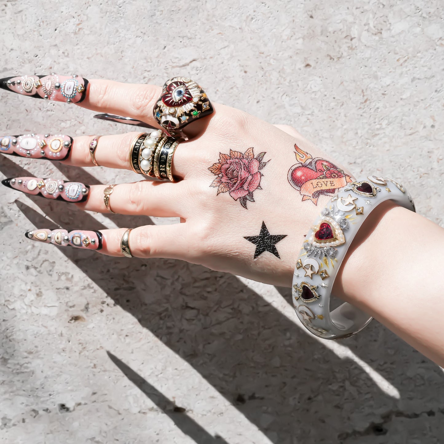 Sacred heart celestial bracelet - smoky white