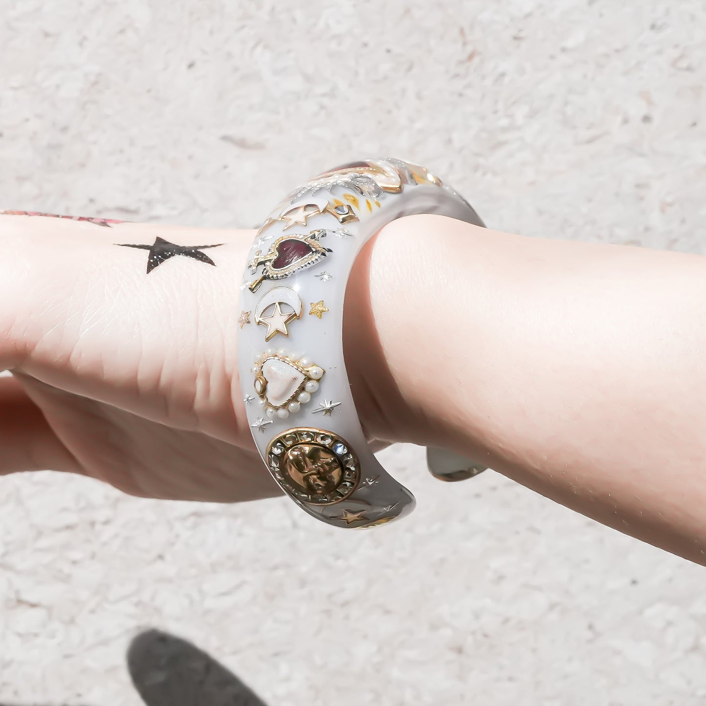 Sacred heart celestial bracelet - smoky white