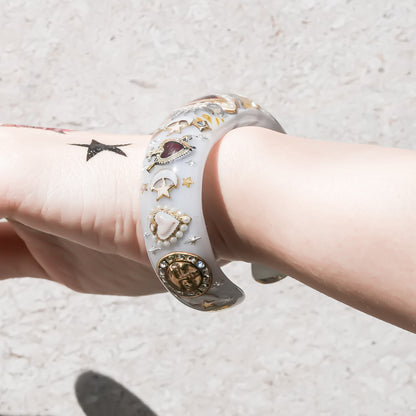 Sacred heart celestial bracelet - smoky white