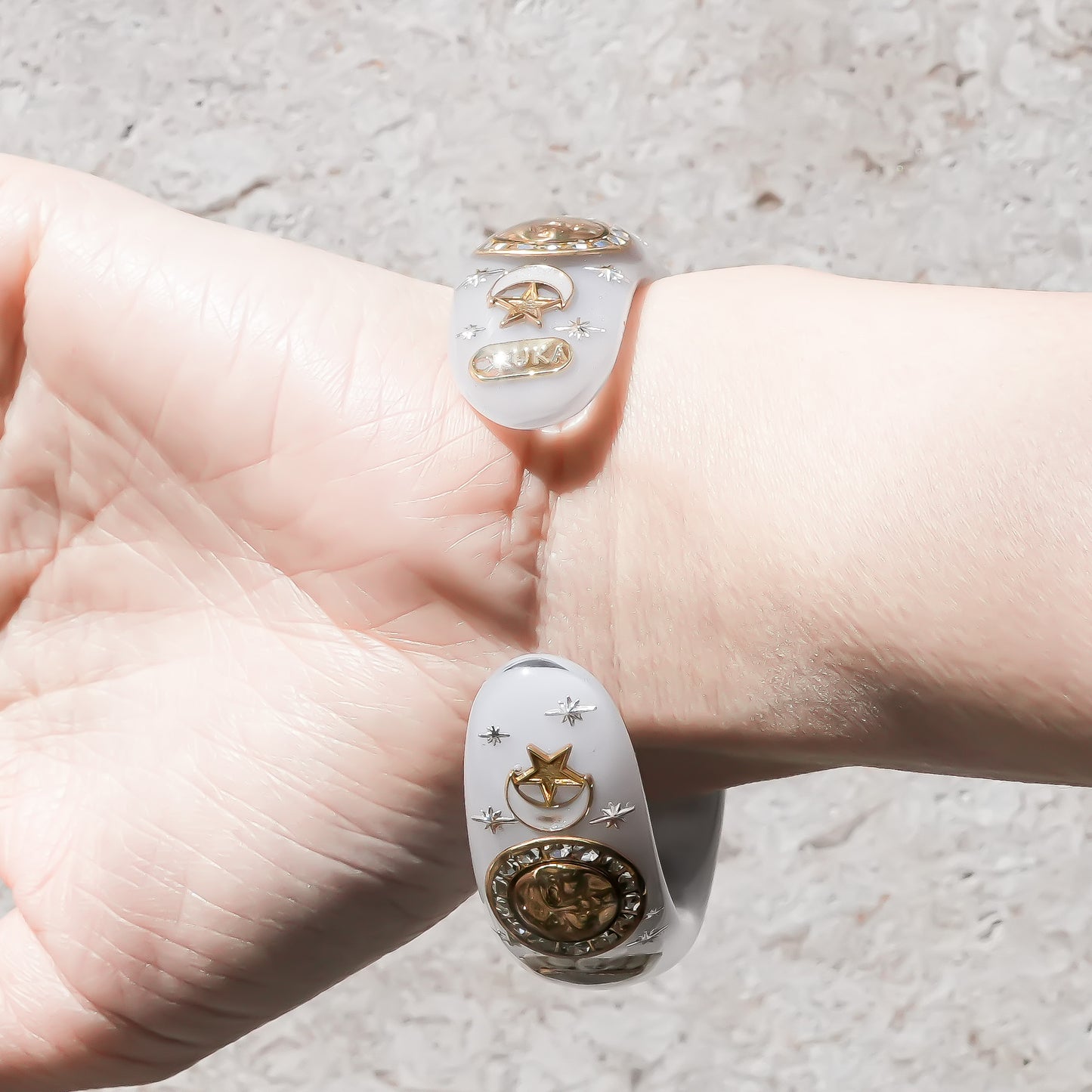 Sacred heart celestial bracelet - smoky white