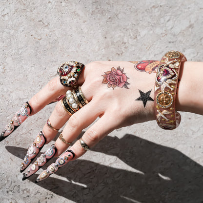 Lucky swallow heart bracelet – Smoky pink×Red