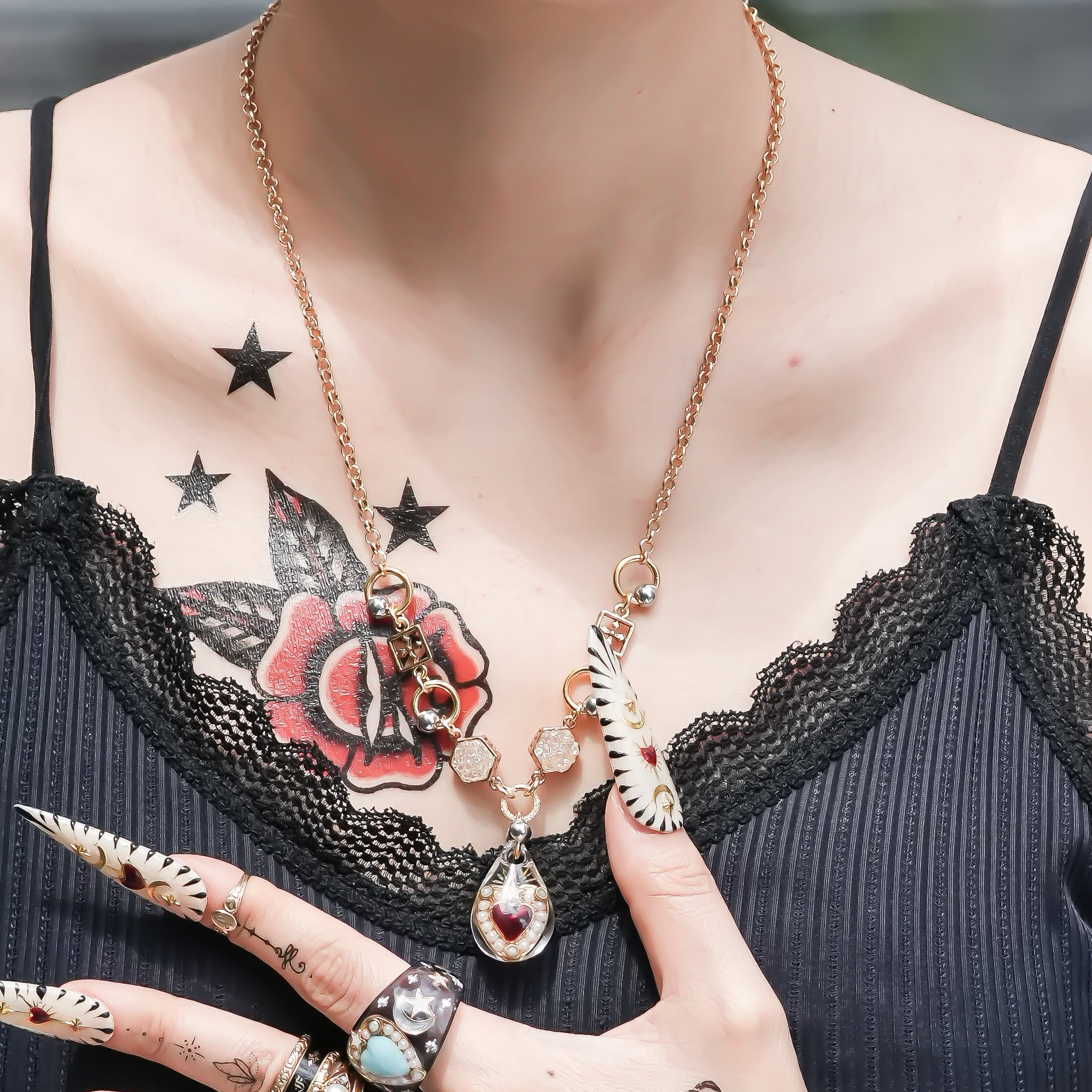 LOVE NECKLACE / DROP / CRYSTAL / RED – RUKA