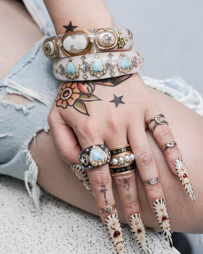 LOVE RING / HEART / ANGEL / TURQUOISE / GRAY / #14