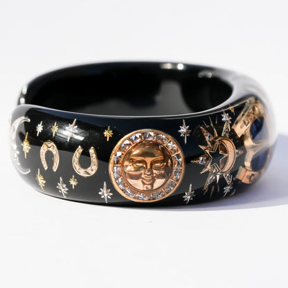 Golden heart & horseshoe bracelet – Black×Gold