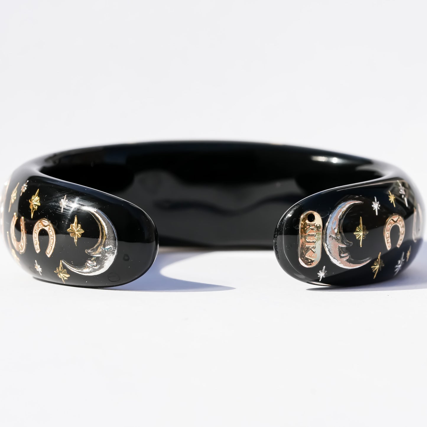 Golden heart & horseshoe bracelet – Black×Gold