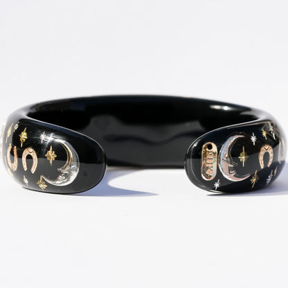 Golden heart & horseshoe bracelet – Black×Gold