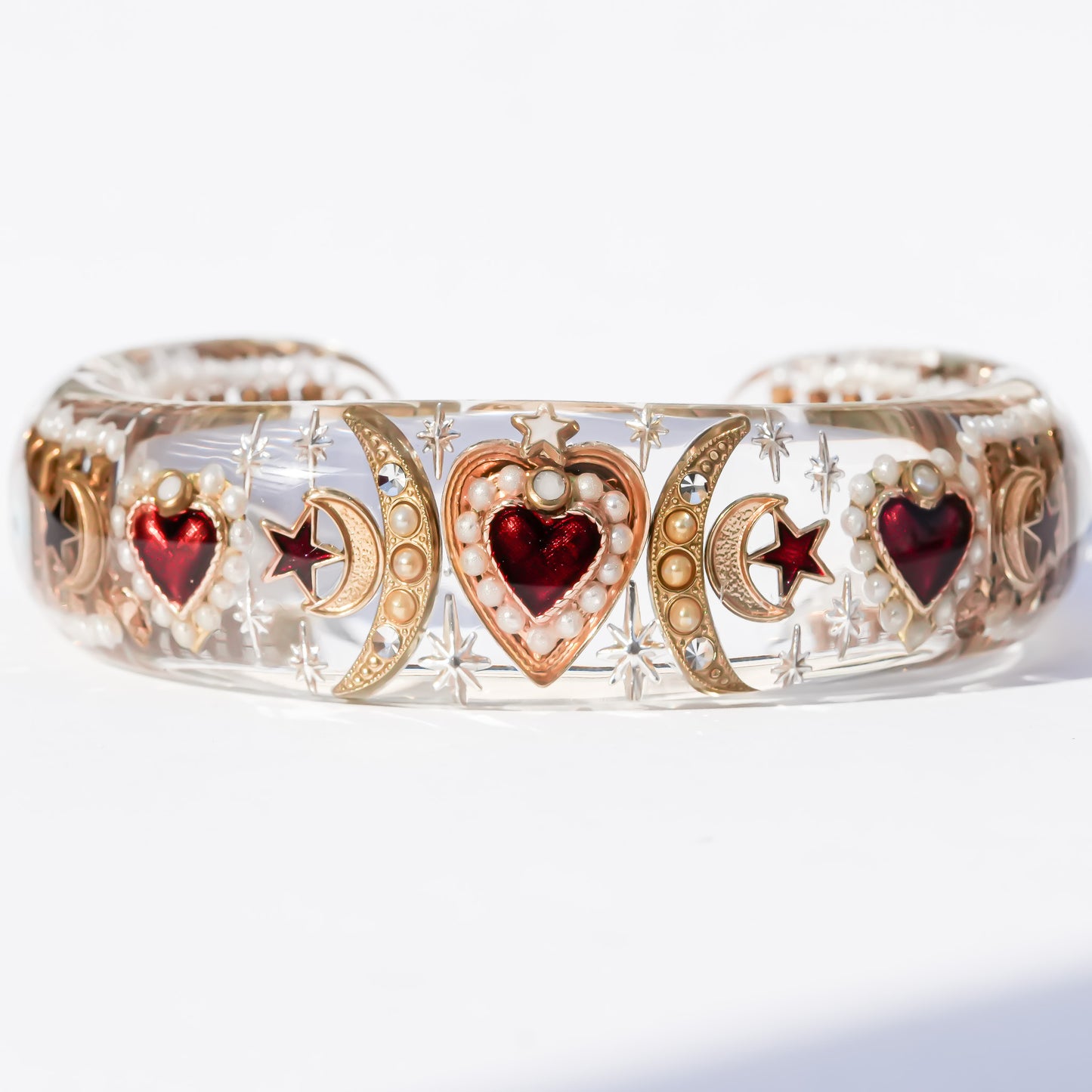 Celestial sacred heart bracelet – Clear×Red