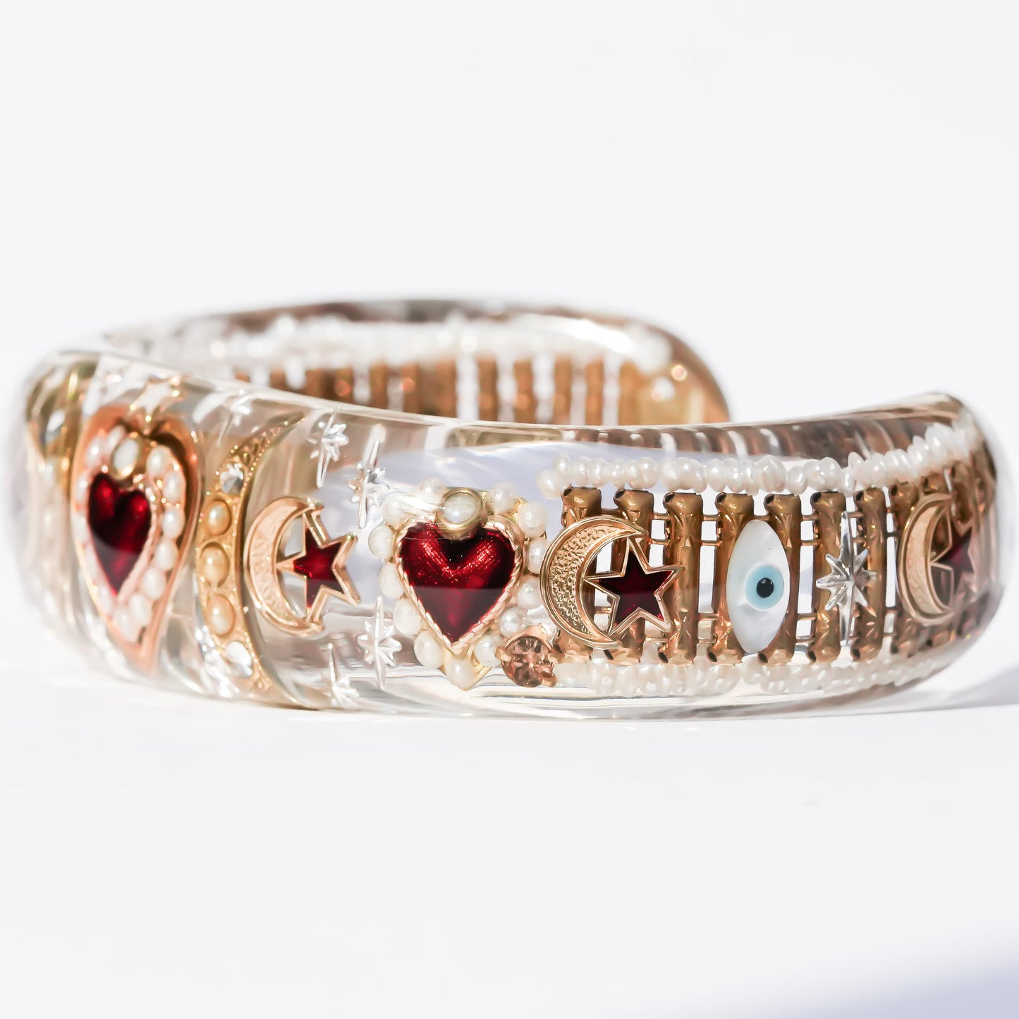 Celestial sacred heart bracelet – Clear×Red