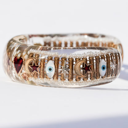 Celestial sacred heart bracelet – Clear×Red