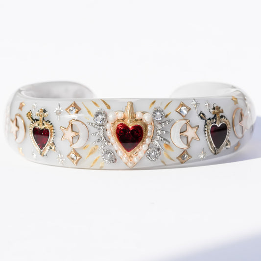 Sacred heart celestial bracelet - smoky white
