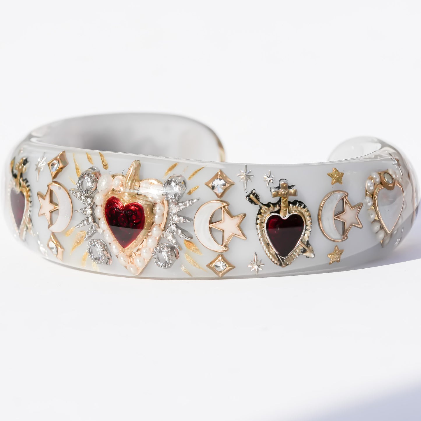 Sacred heart celestial bracelet - smoky white