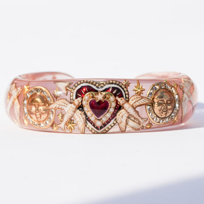 Lucky swallow heart bracelet – Smoky pink×Red