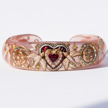 Lucky swallow heart bracelet – Smoky pink×Red