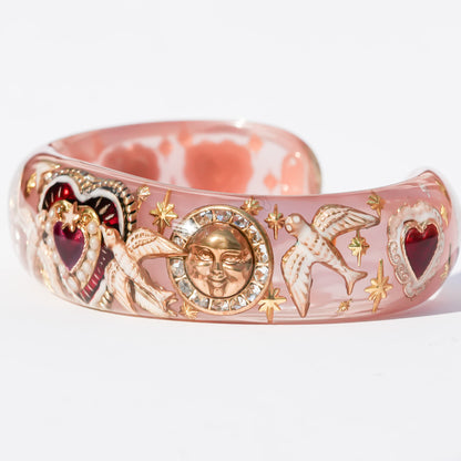 Lucky swallow heart bracelet – Smoky pink×Red
