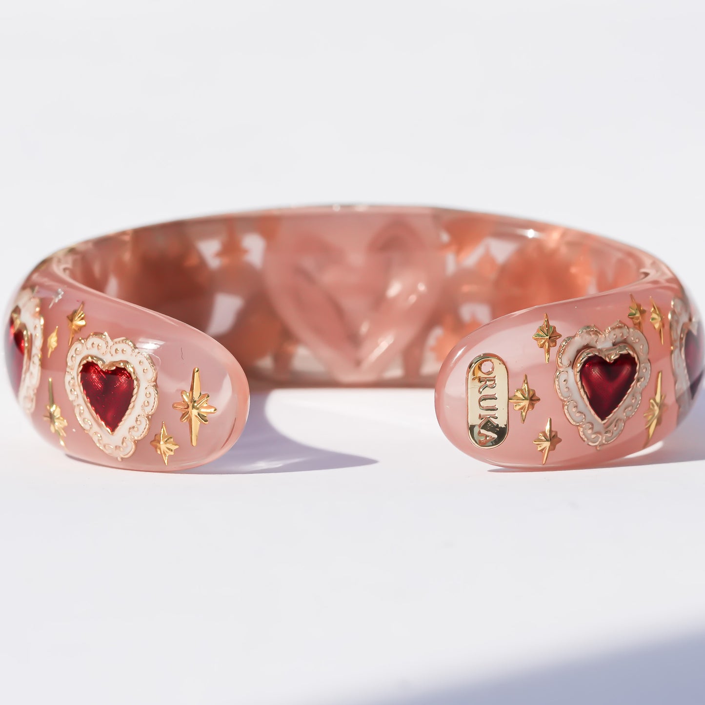 Lucky swallow heart bracelet – Smoky pink×Red