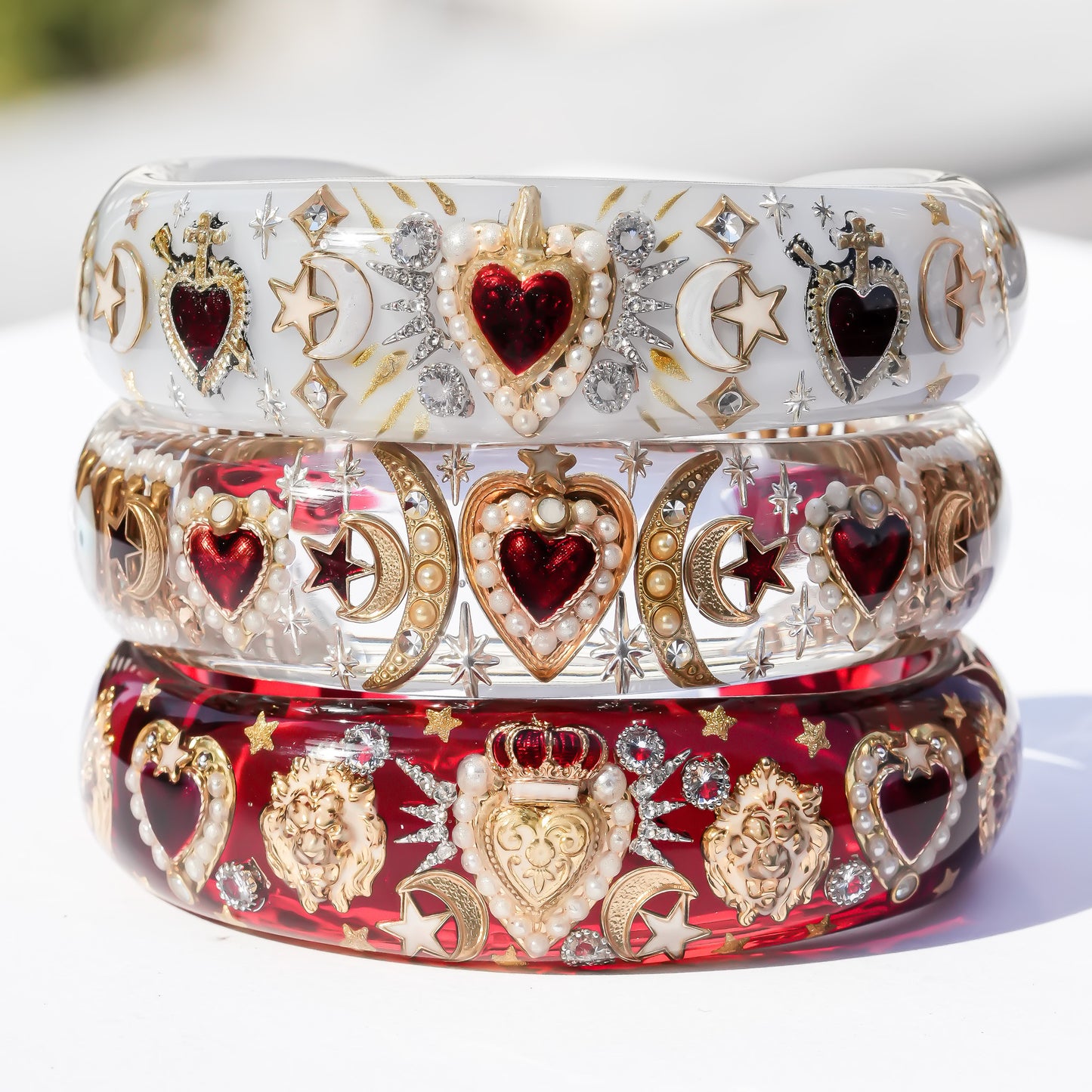 Sacred heart celestial bracelet - smoky white