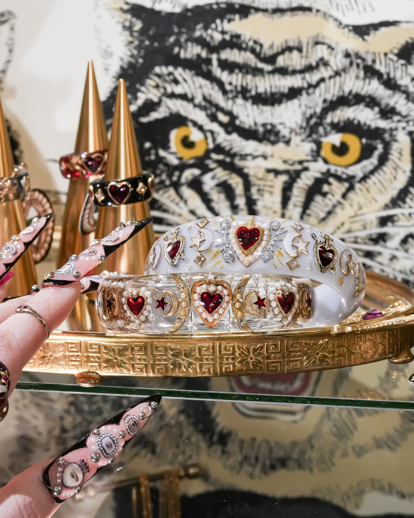 Sacred heart celestial bracelet - smoky white