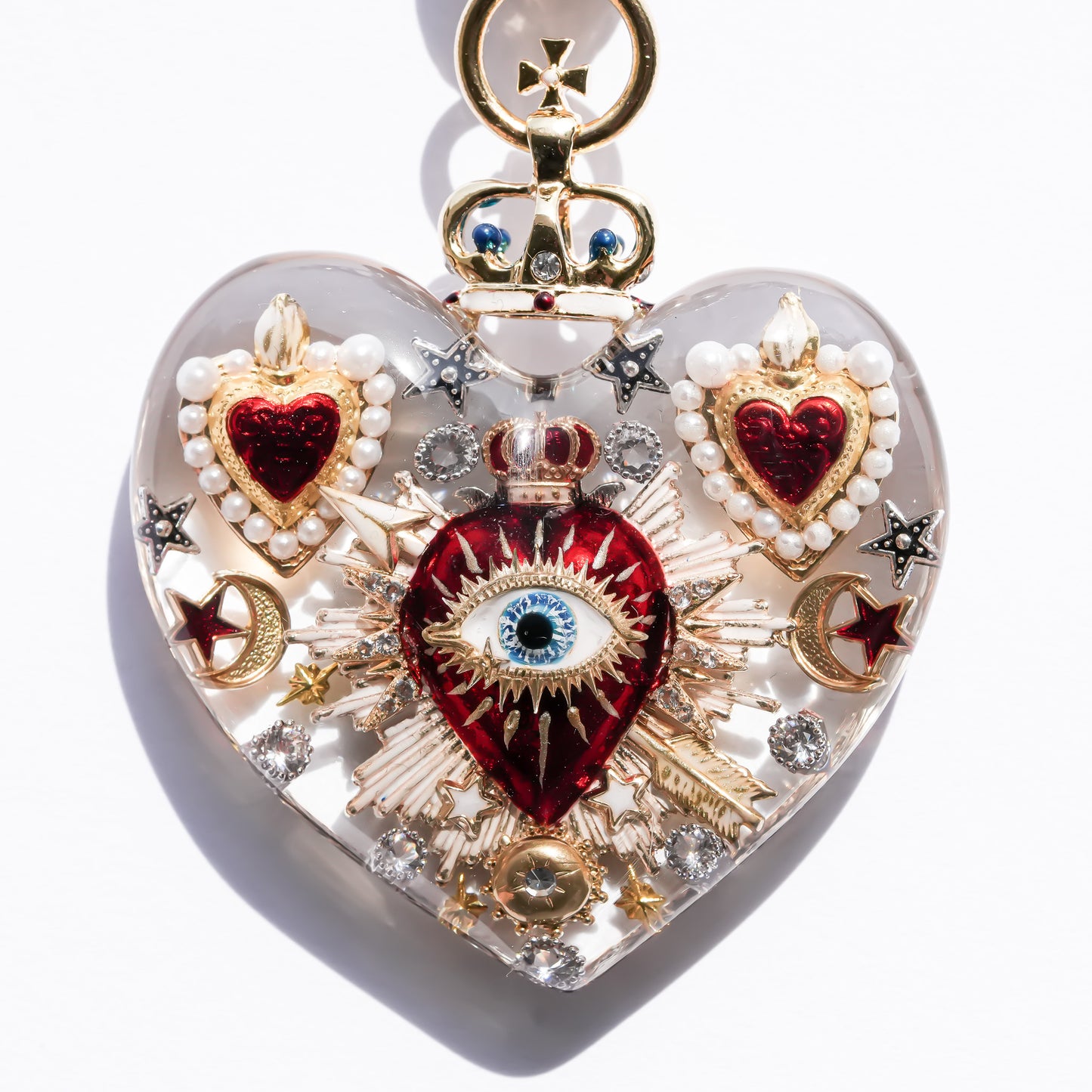 Sacred Heart Eye Necklace - Clear × Red Majesty / Large