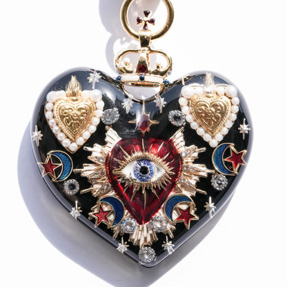 Sacred Heart Eye Necklace - Black × Red Majesty / Large