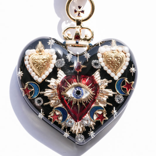 Sacred Heart Eye Necklace - Black × Red Majesty / Large