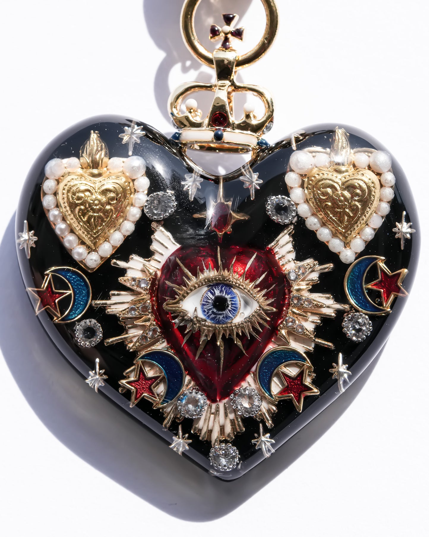 Sacred Heart Eye Necklace - Black × Red Majesty / Large