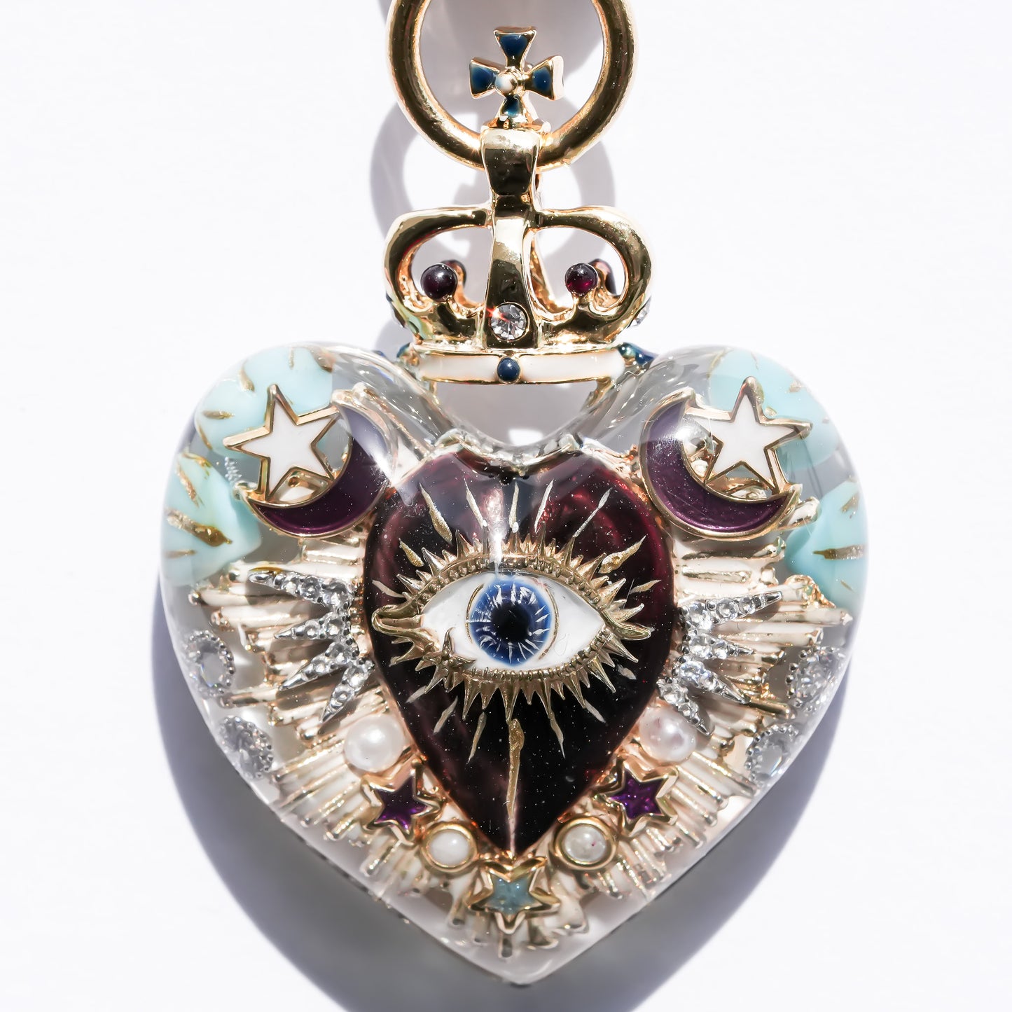 Sacred Heart Eye Necklace - Clear × Purple Mystic / Medium