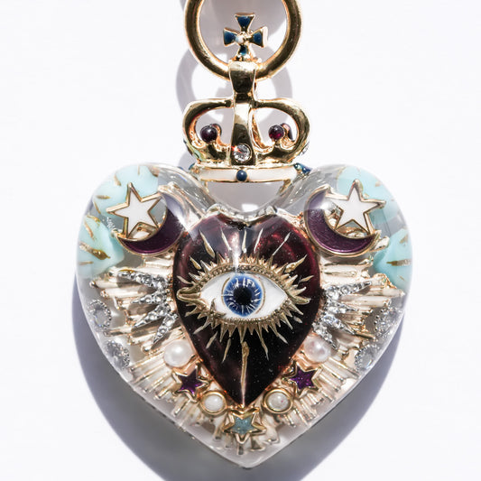 Sacred Heart Eye Necklace - Clear × Purple Mystic / Medium