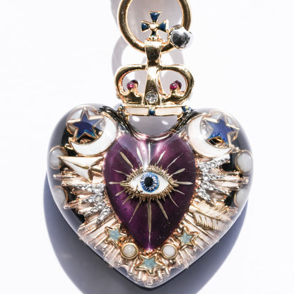 Sacred Heart Eye Necklace - Black × Purple Mystic / Medium
