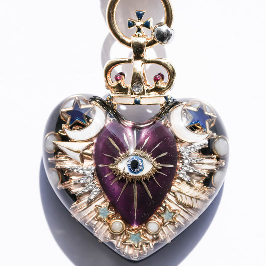 Sacred Heart Eye Necklace - Black × Purple Mystic / Medium