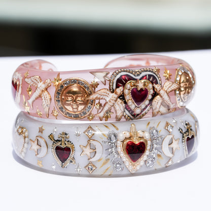 Sacred heart celestial bracelet - smoky white