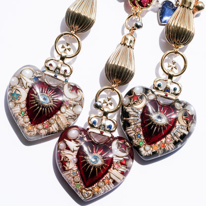 Sacred Heart Eye Necklace - Clear × Red × Rainbow / Medium