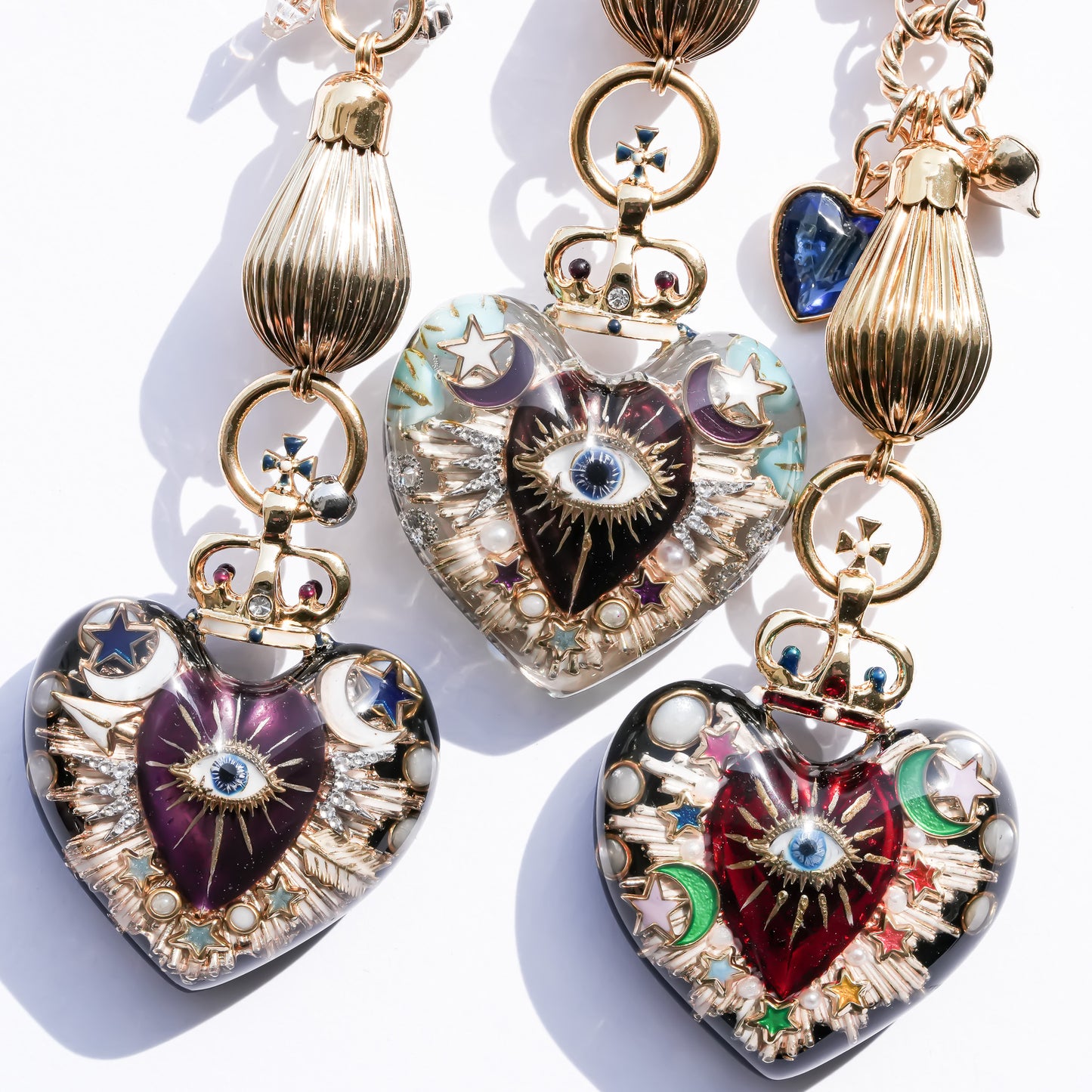 Sacred Heart Eye Necklace - Black × Purple Mystic / Medium