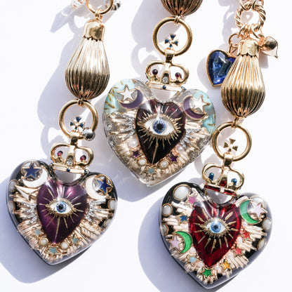 Sacred Heart Eye Necklace - Black × Purple Mystic / Medium