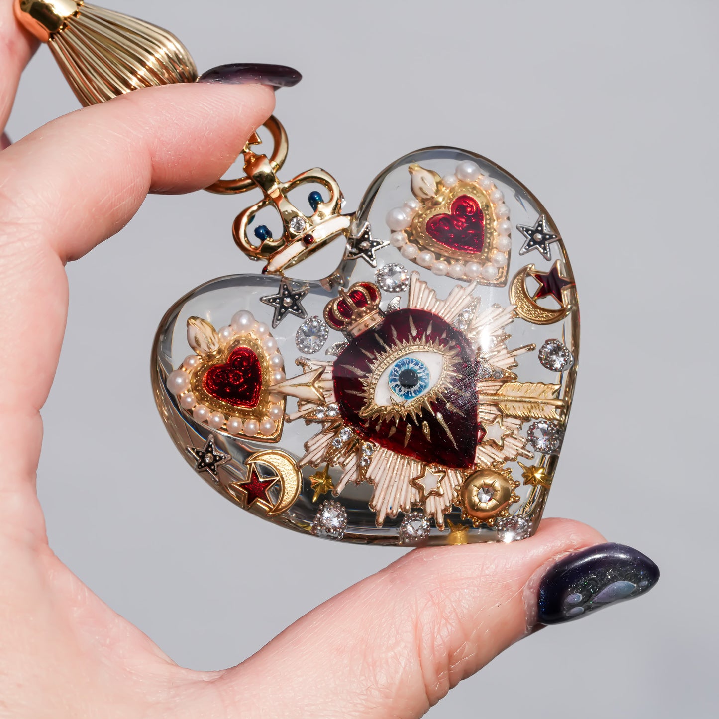 Sacred Heart Eye Necklace - Clear × Red Majesty / Large