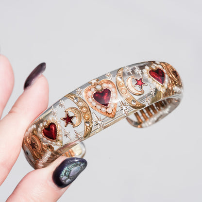 Celestial sacred heart bracelet – Clear×Red