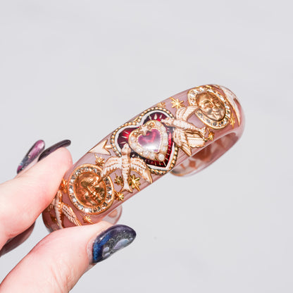 Lucky swallow heart bracelet – Smoky pink×Red