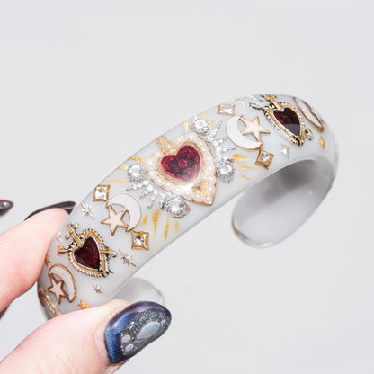 Sacred heart celestial bracelet - smoky white