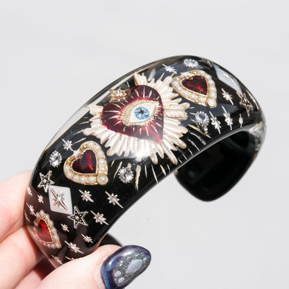 Sacred heart eye bracelet - Black×Red / Medium