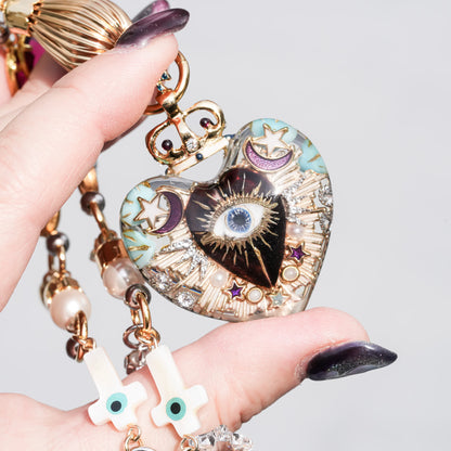 Sacred Heart Eye Necklace - Clear × Purple Mystic / Medium