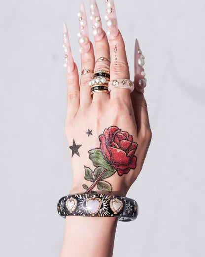 LOVE BRACELET / HEART / CLEAR BLACK / PINK OPAL