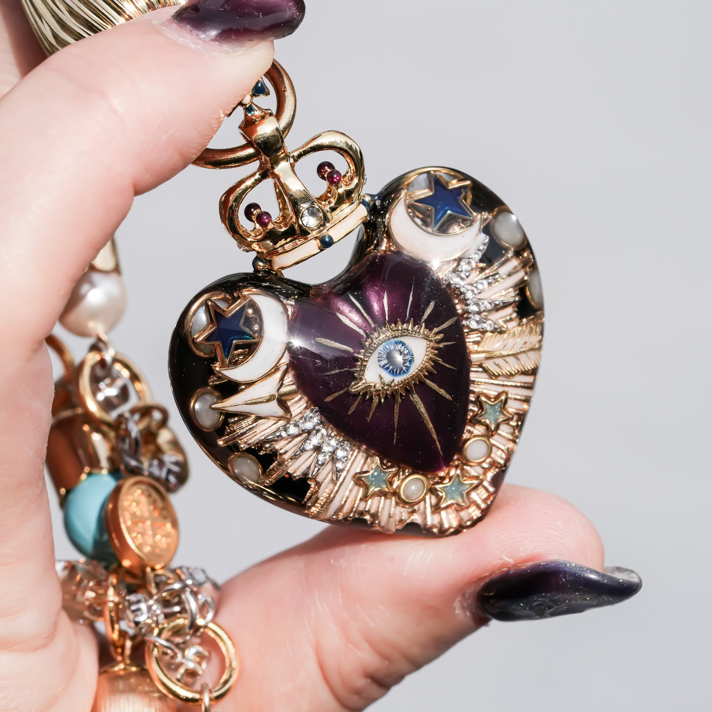 Sacred Heart Eye Necklace - Black × Purple Mystic / Medium