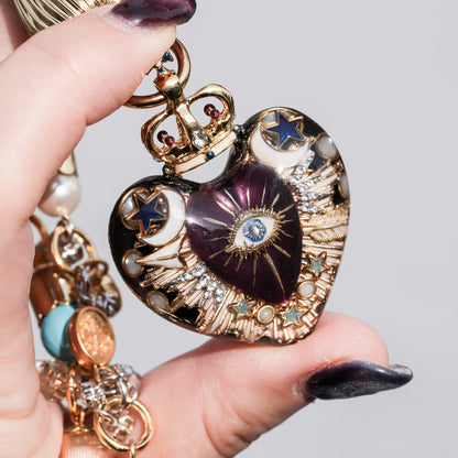 Sacred Heart Eye Necklace - Black × Purple Mystic / Medium