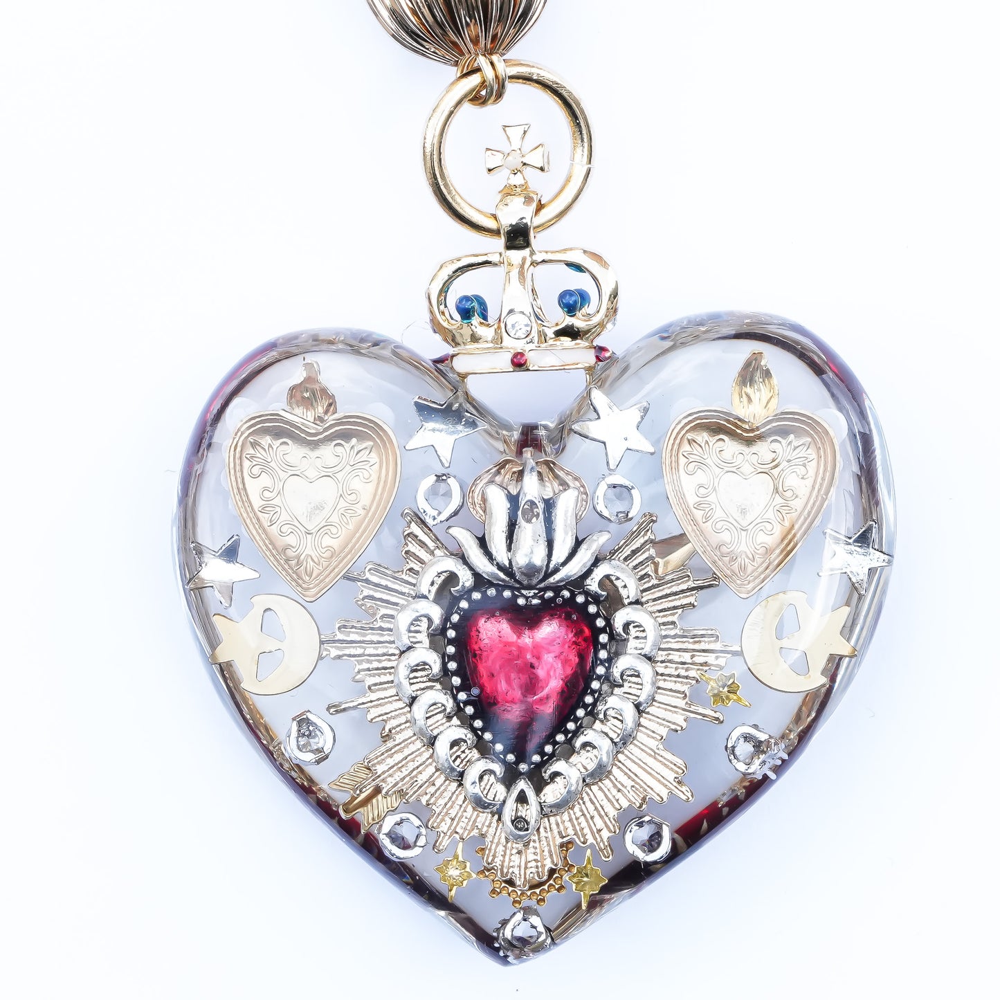 Sacred Heart Eye Necklace - Clear × Red Majesty / Large