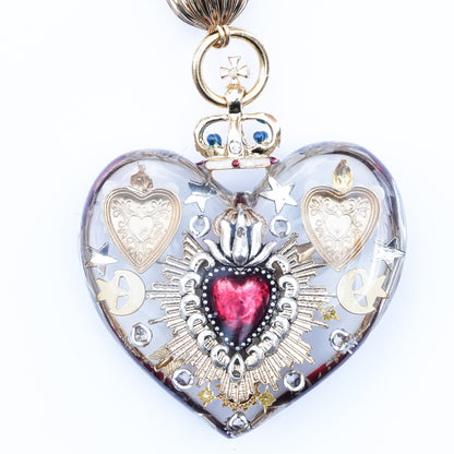 Sacred Heart Eye Necklace - Clear × Red Majesty / Large