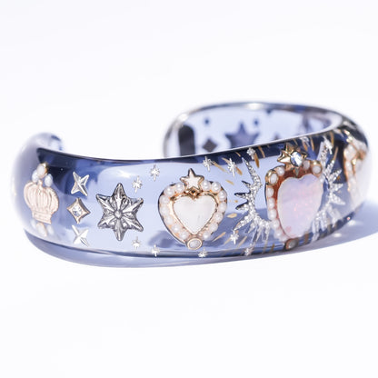 LOVE BRACELET / HEART / CLEAR BLACK / PINK OPAL