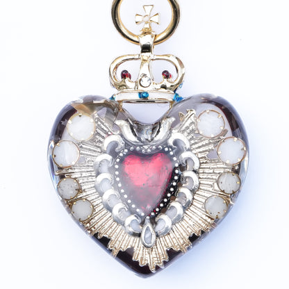 Sacred Heart Eye Necklace - Clear × Red × Rainbow / Medium