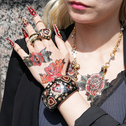 Sacred heart eye bracelet - Black×Red / Statement