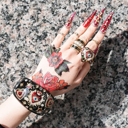 Sacred heart eye bracelet - Black×Red / Statement