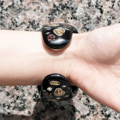 Sacred heart eye bracelet - Black×Red / Statement